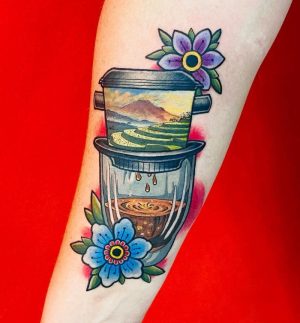 Vietnamese Filter Coffee tattoo made at Dragon City Ink Da Nang.